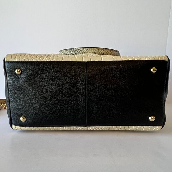 Marc Fisher Leather Shoulder Bag, "Kyra" Cream and Black, w/ Snakeskin Print New - Picture 14 of 14